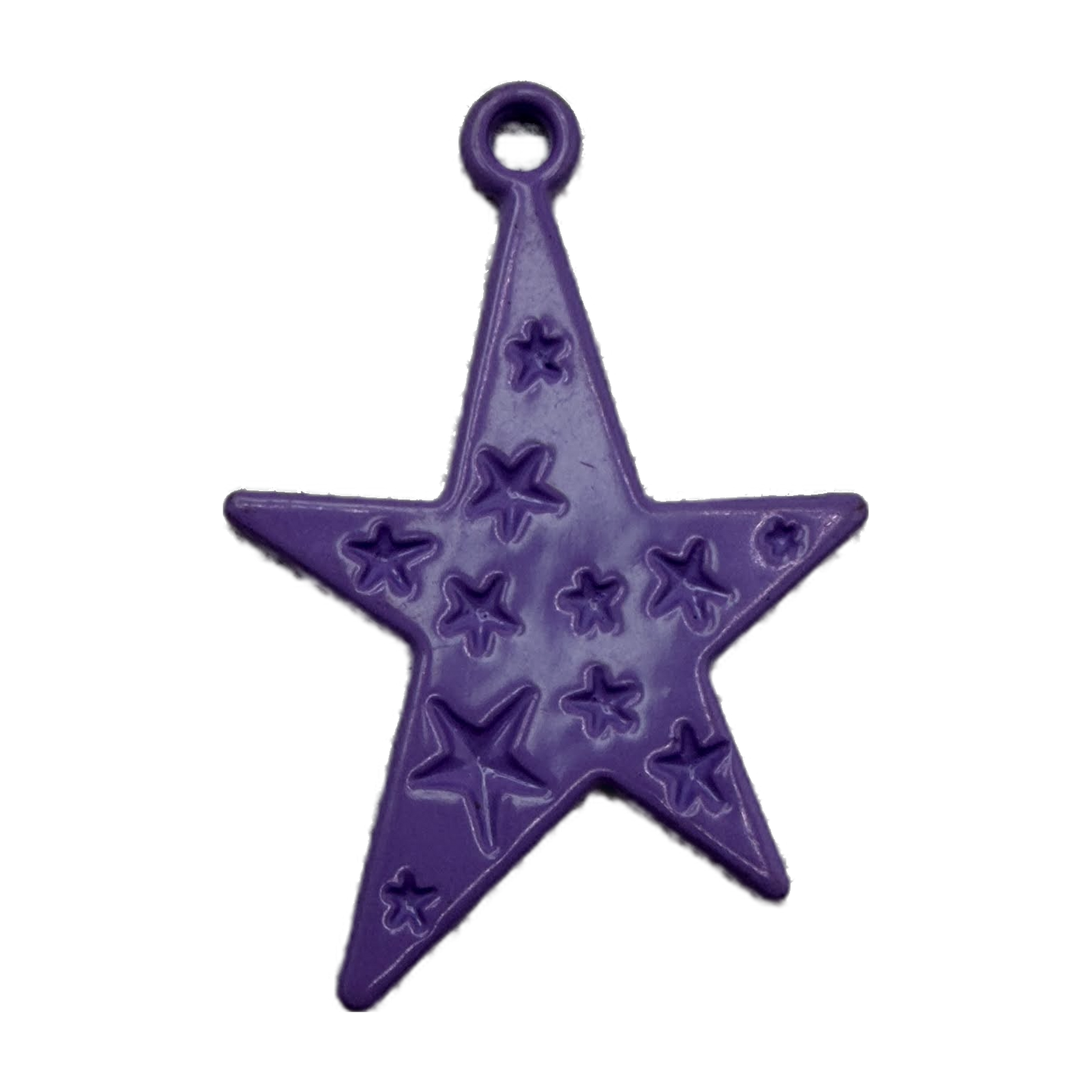 Glossy purple star pendant with embossed star pattern