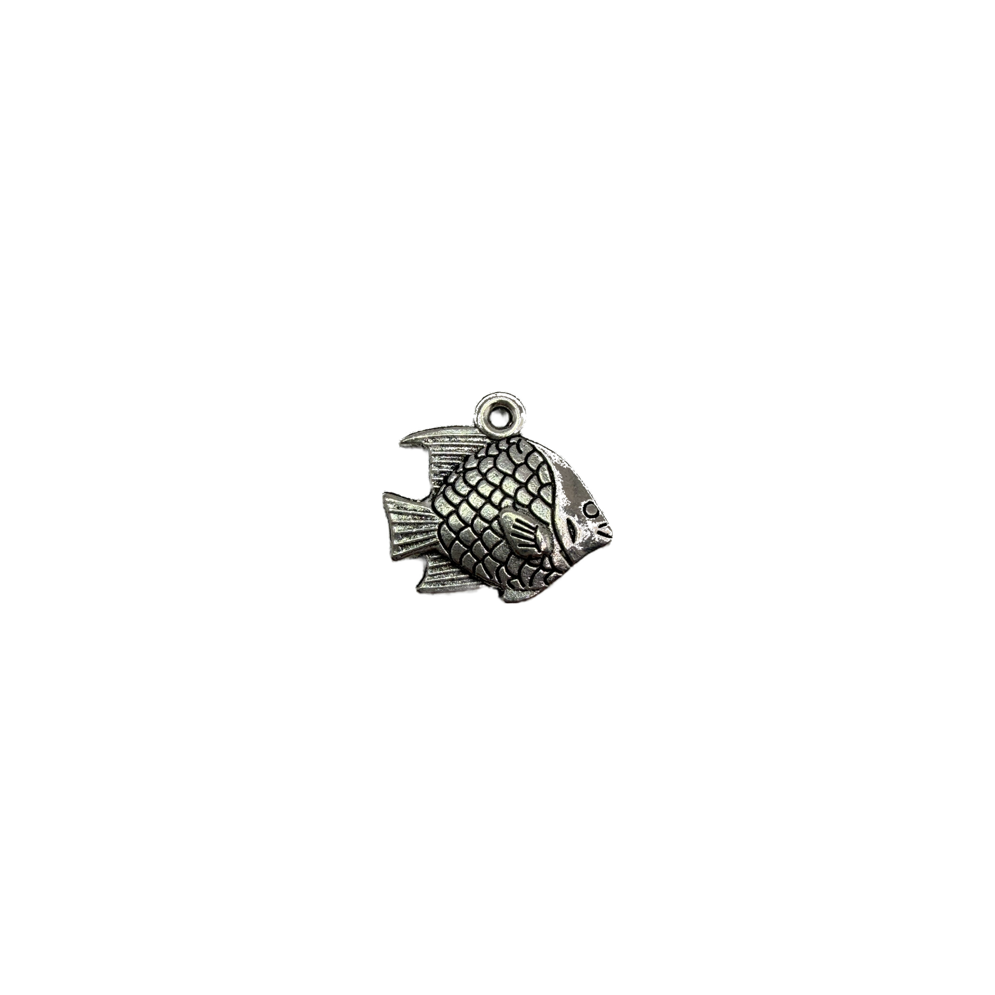 Antique silver textured fish charm
