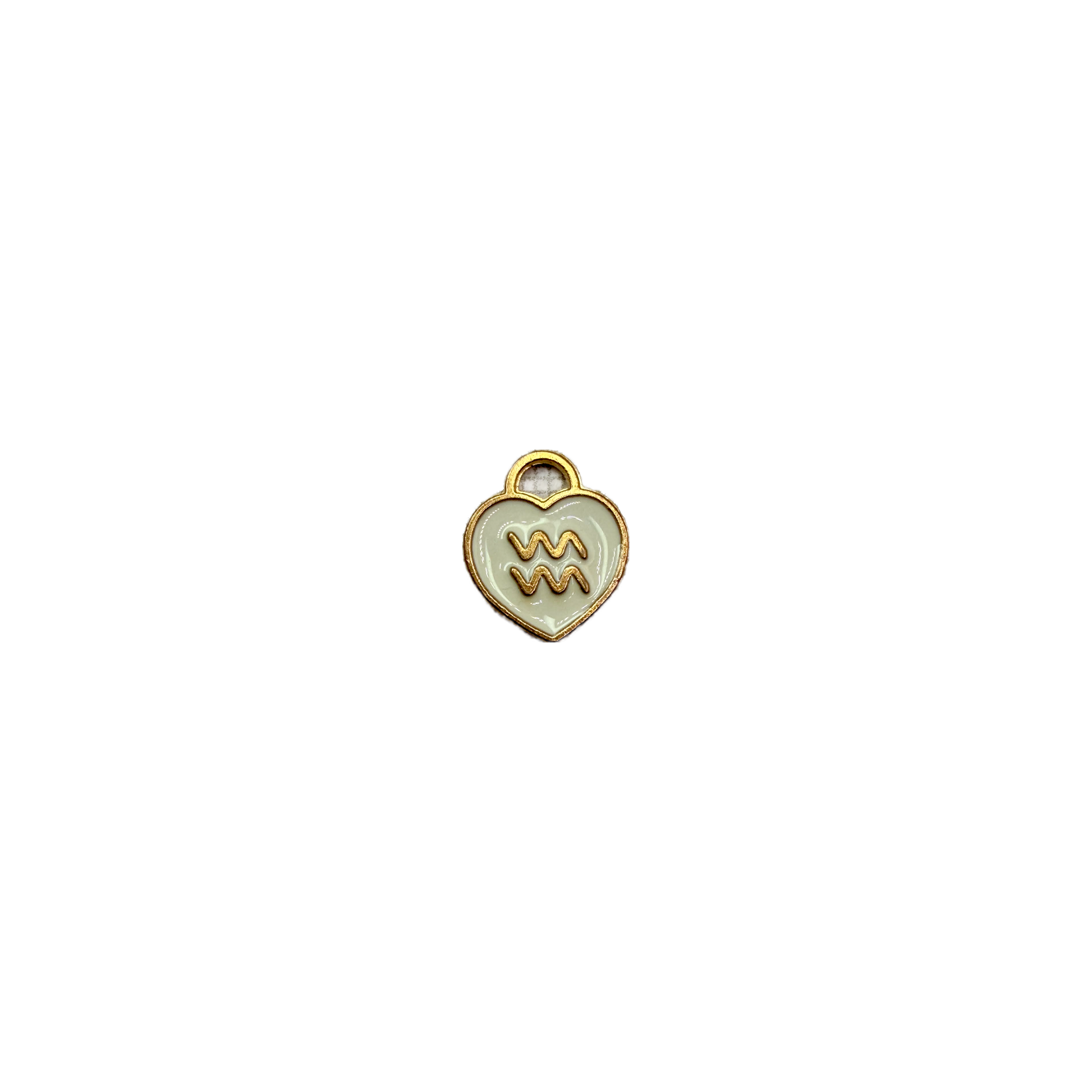 White heart with gold Aquarius symbol and marbled accent