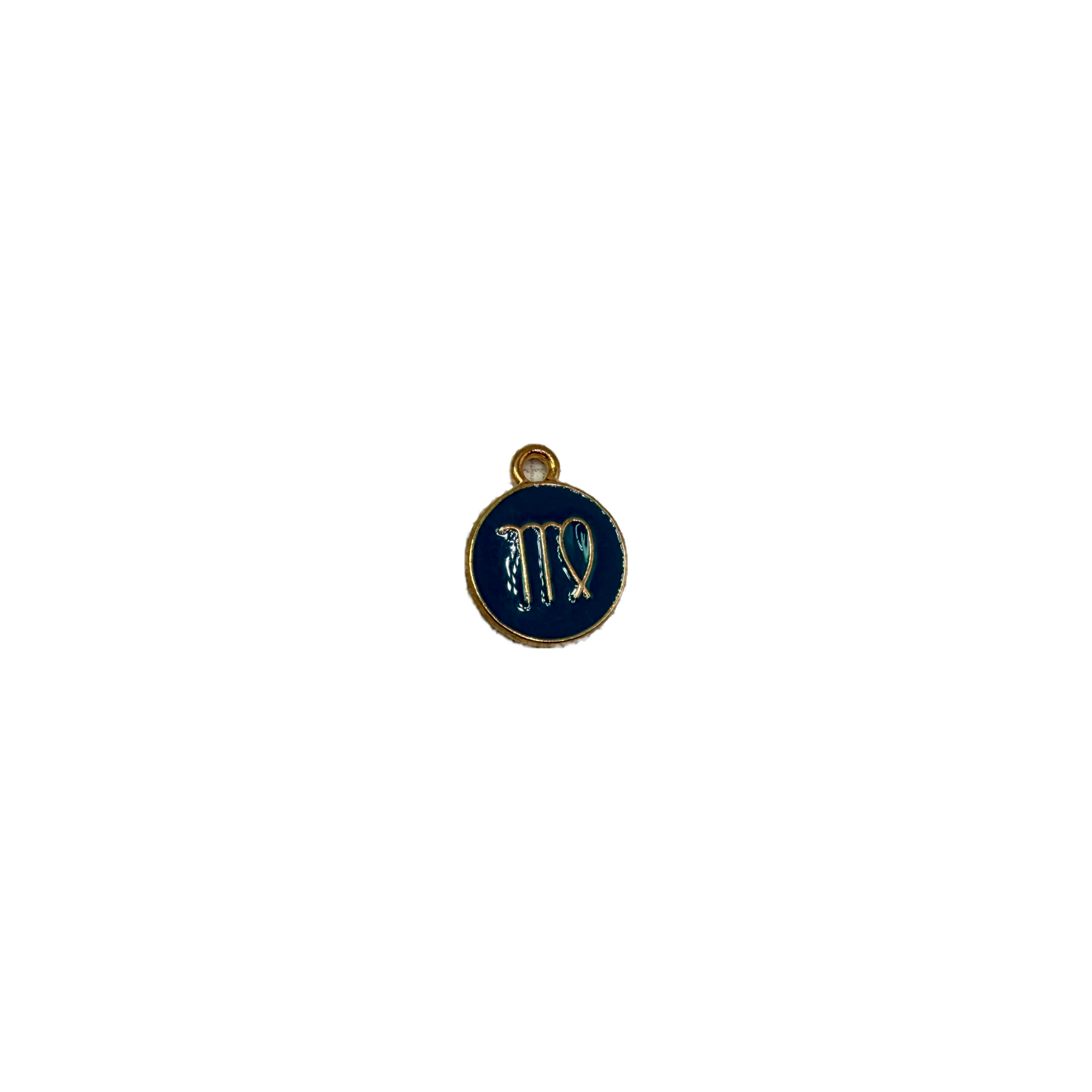 Navy enamel Virgo medallion with gold outline