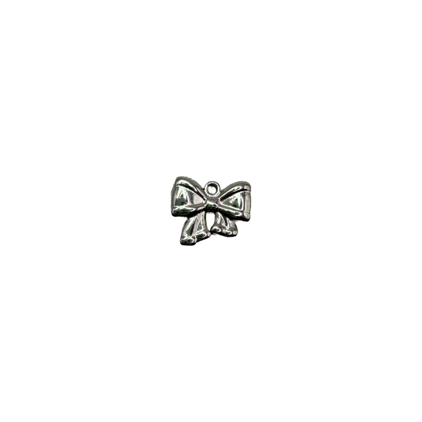 Silver-tone bow ribbon charm, high-polish finish