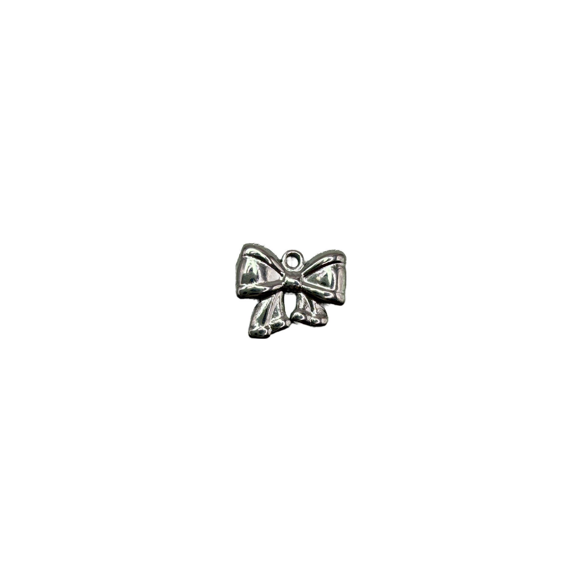 Silver-tone bow ribbon charm, high-polish finish