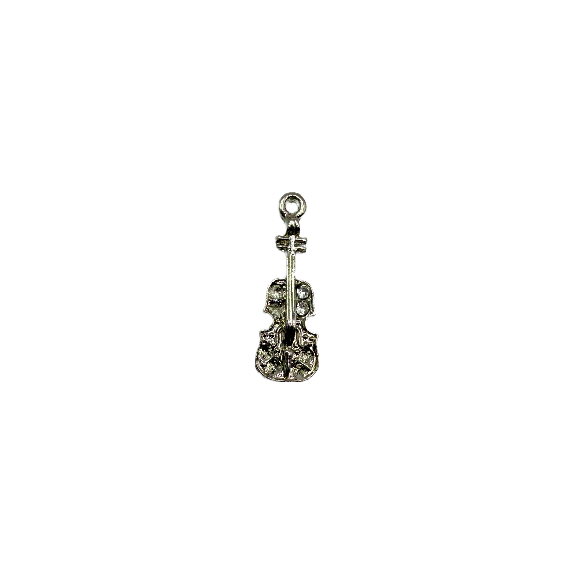 Silver violin with clear crystal accents