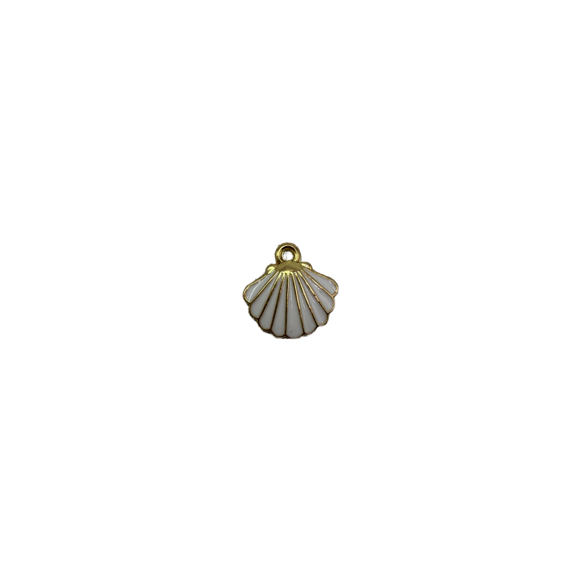 White scallop seashell with gold outlines