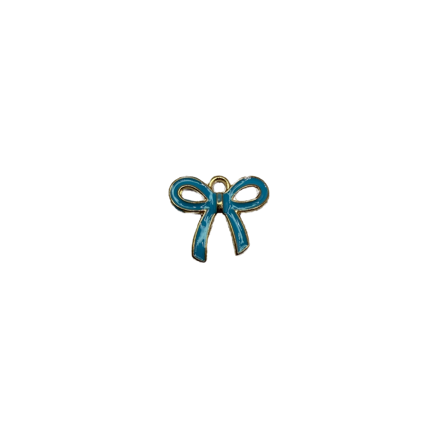 Teal enamel bow with gold outline