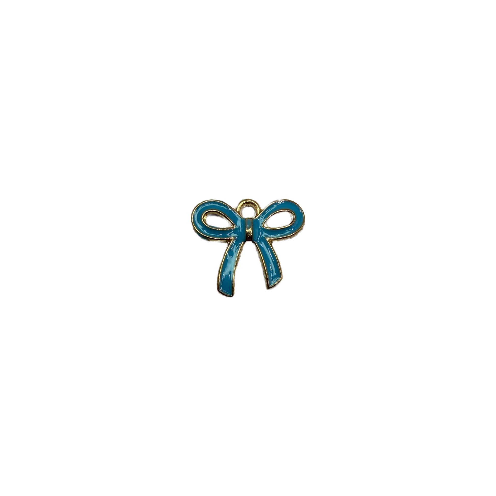 Teal enamel bow with gold outline