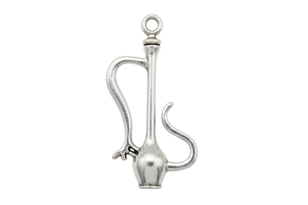 Polished silver saxophone silhouette charm with a high-shine finish