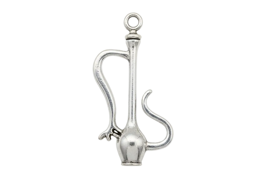 Polished silver saxophone silhouette charm with a high-shine finish