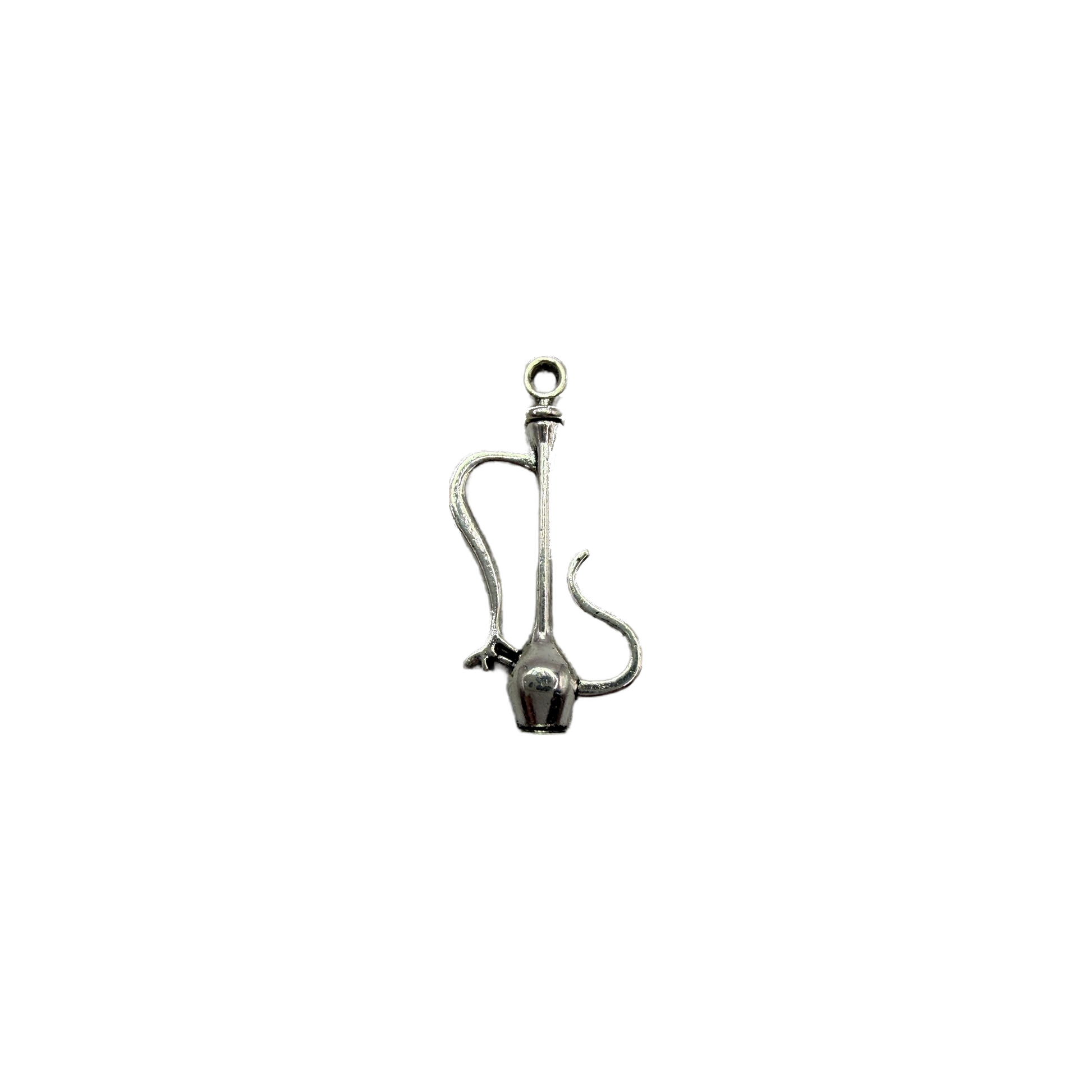 Polished silver saxophone silhouette charm
