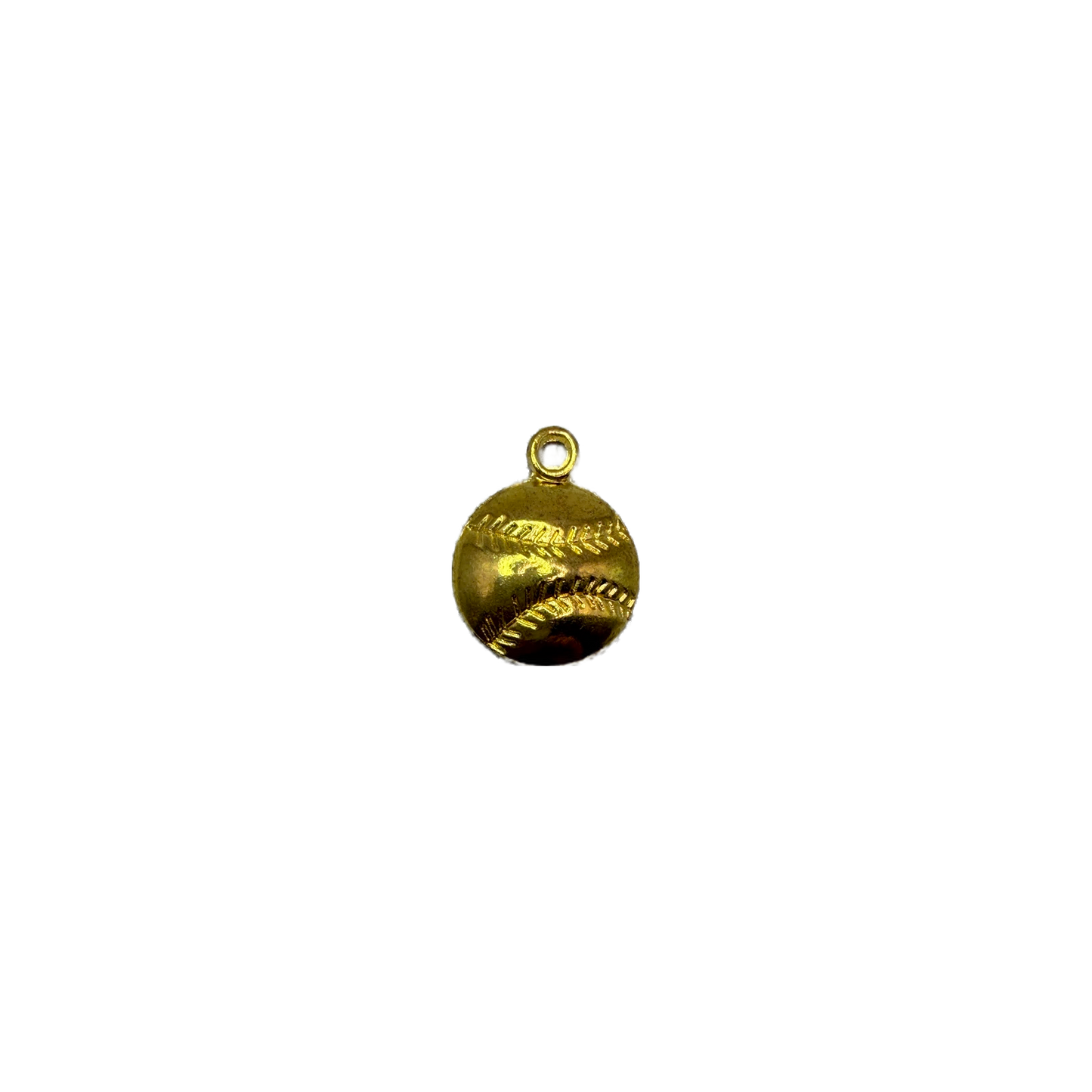 Polished gold baseball with stitched detailing