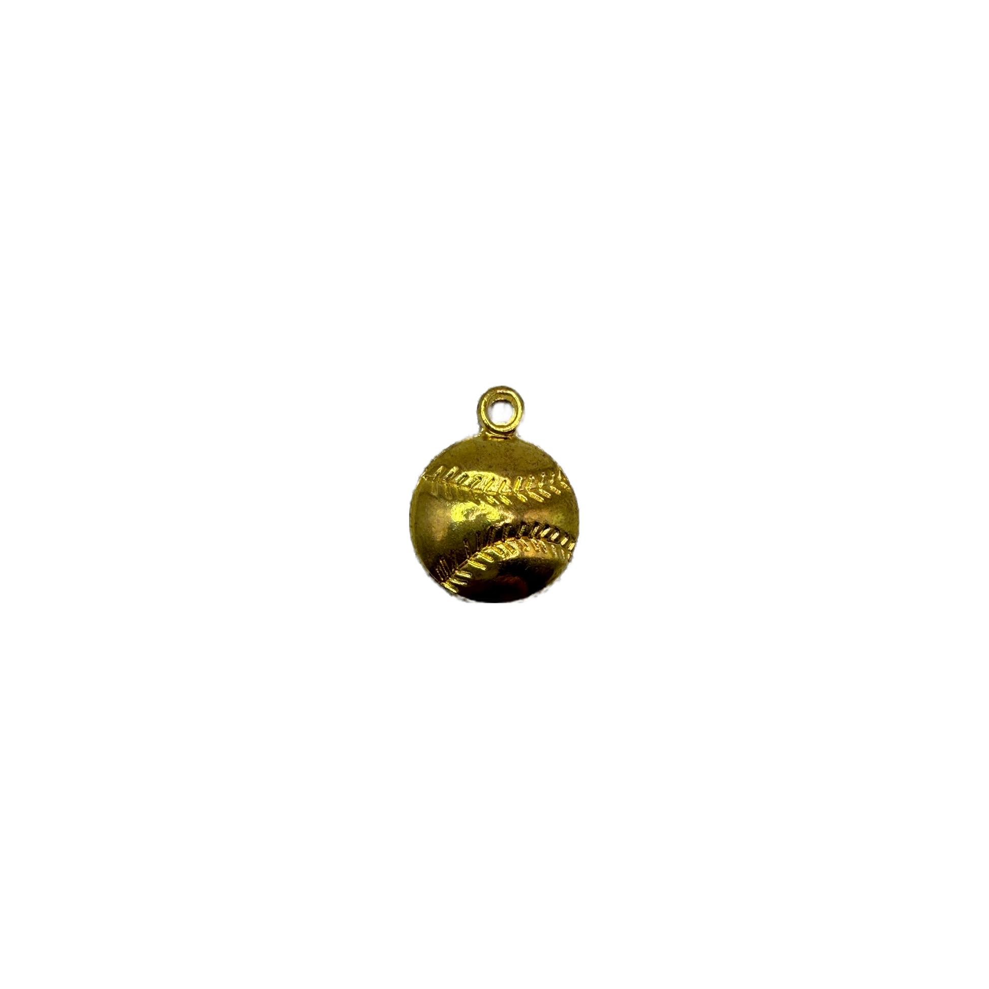 Polished gold baseball with stitched detailing
