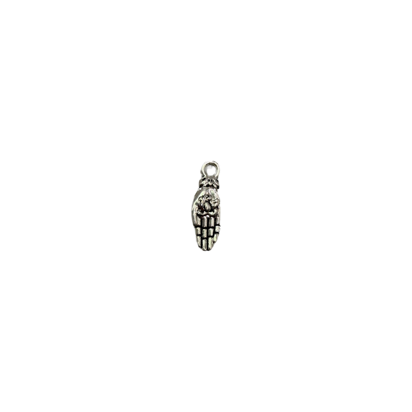 Antiqued silver-tone hamsa hand with sculpted floral detail