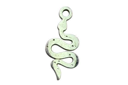 Ivory coiled snake silhouette with dark detailing in polished silver finish