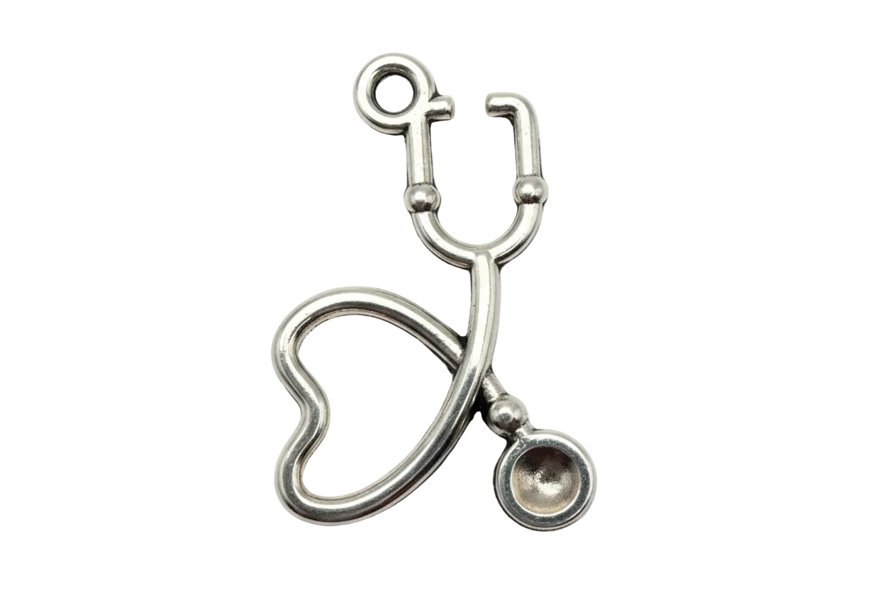 Polished silver stethoscope icon with round chestpiece detail