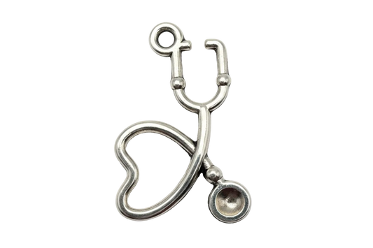 Polished silver stethoscope icon with round chestpiece detail