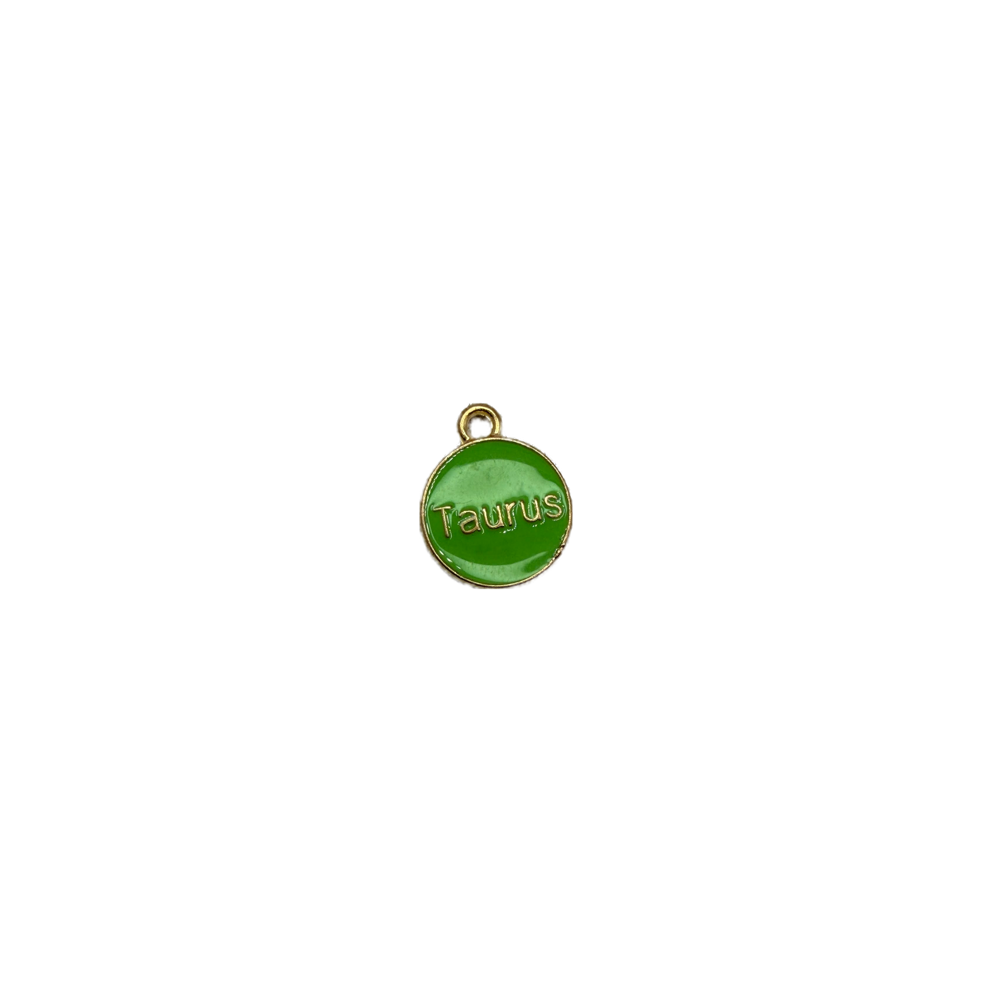 Glossy green Taurus coin with raised gold lettering