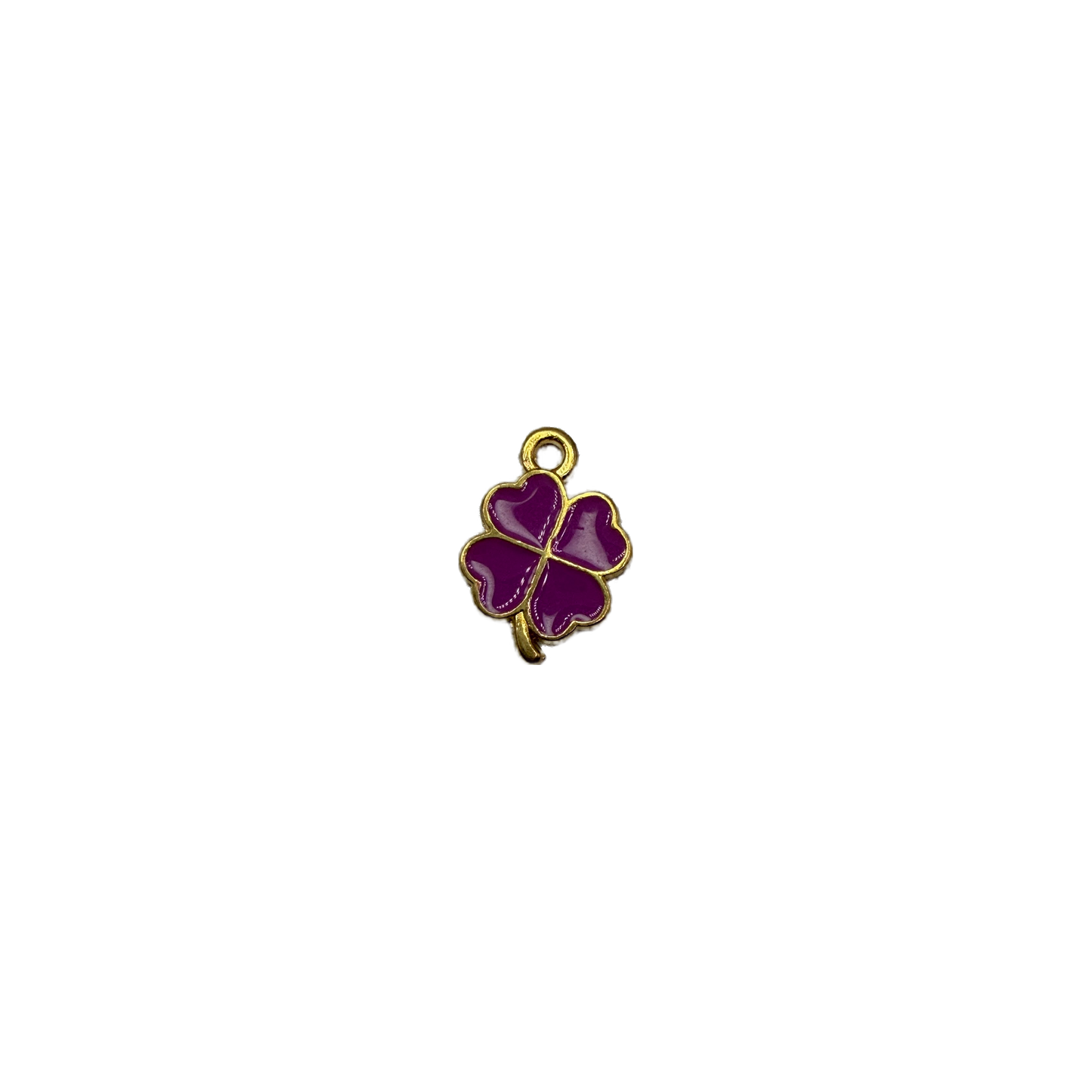 Purple four-leaf clover with gold outline