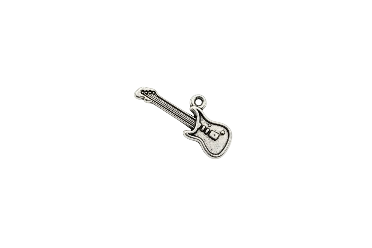 Antique silver electric guitar charm