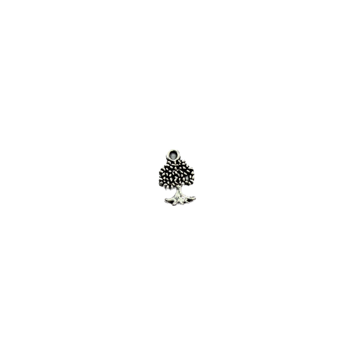 Antique silver textured tree charm with roots
