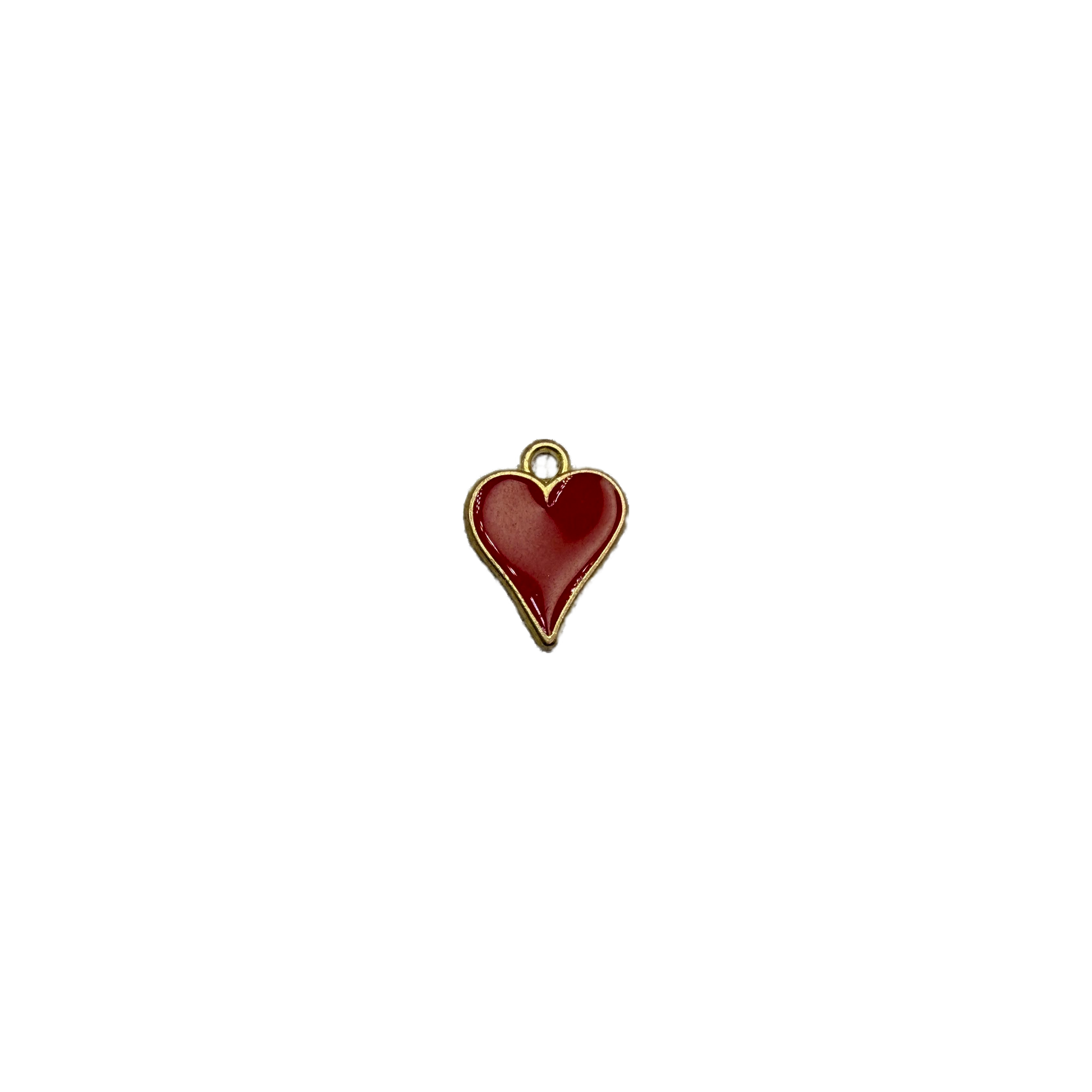 Red heart with gold trim and clear gem accent