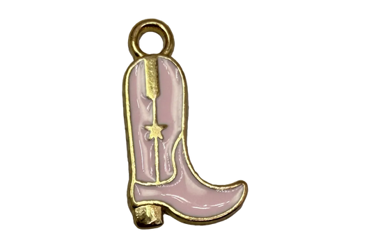 Pastel lavender cowboy boot charm with gold outline and small star detail