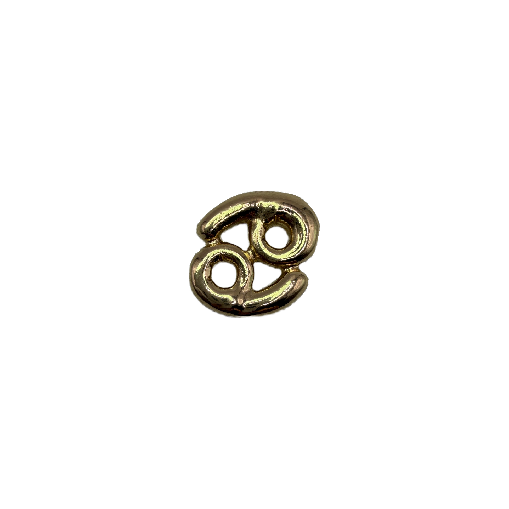 Gold Cancer zodiac symbol with rounded sculptural curves