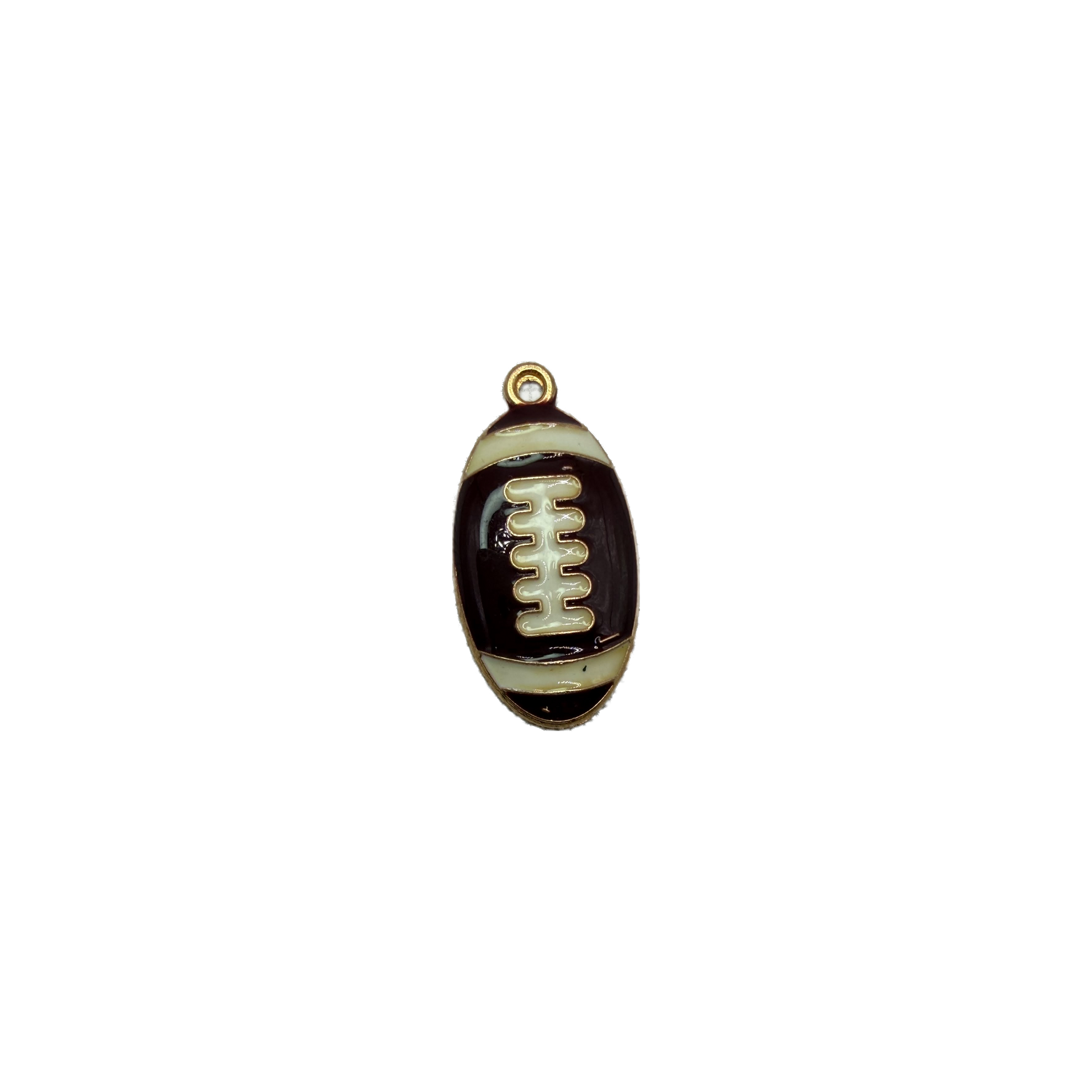 Black and ivory enamel football with gold outline