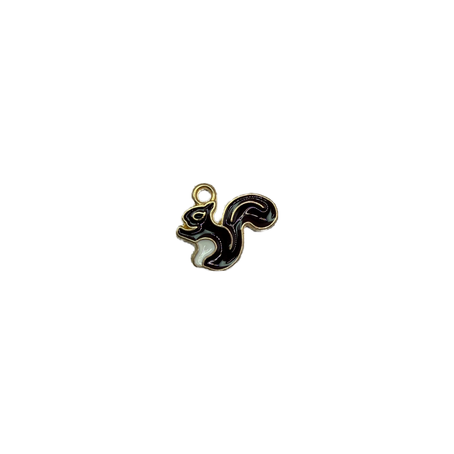 Black and white squirrel with gold outline