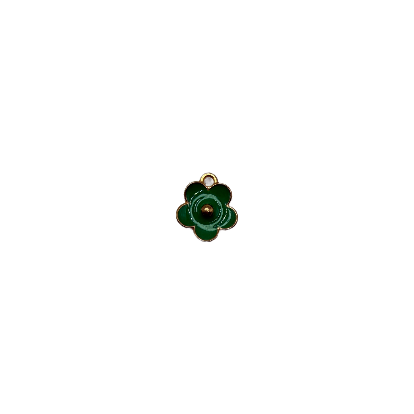 Emerald green enamel flower with gold outline