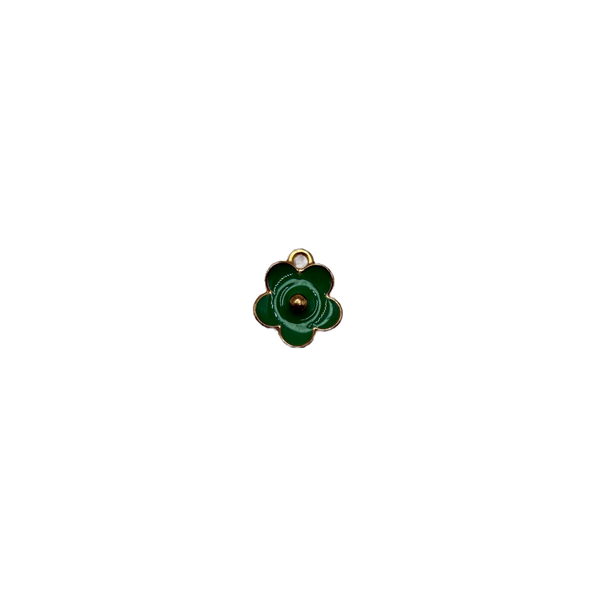 Emerald green enamel flower with gold outline