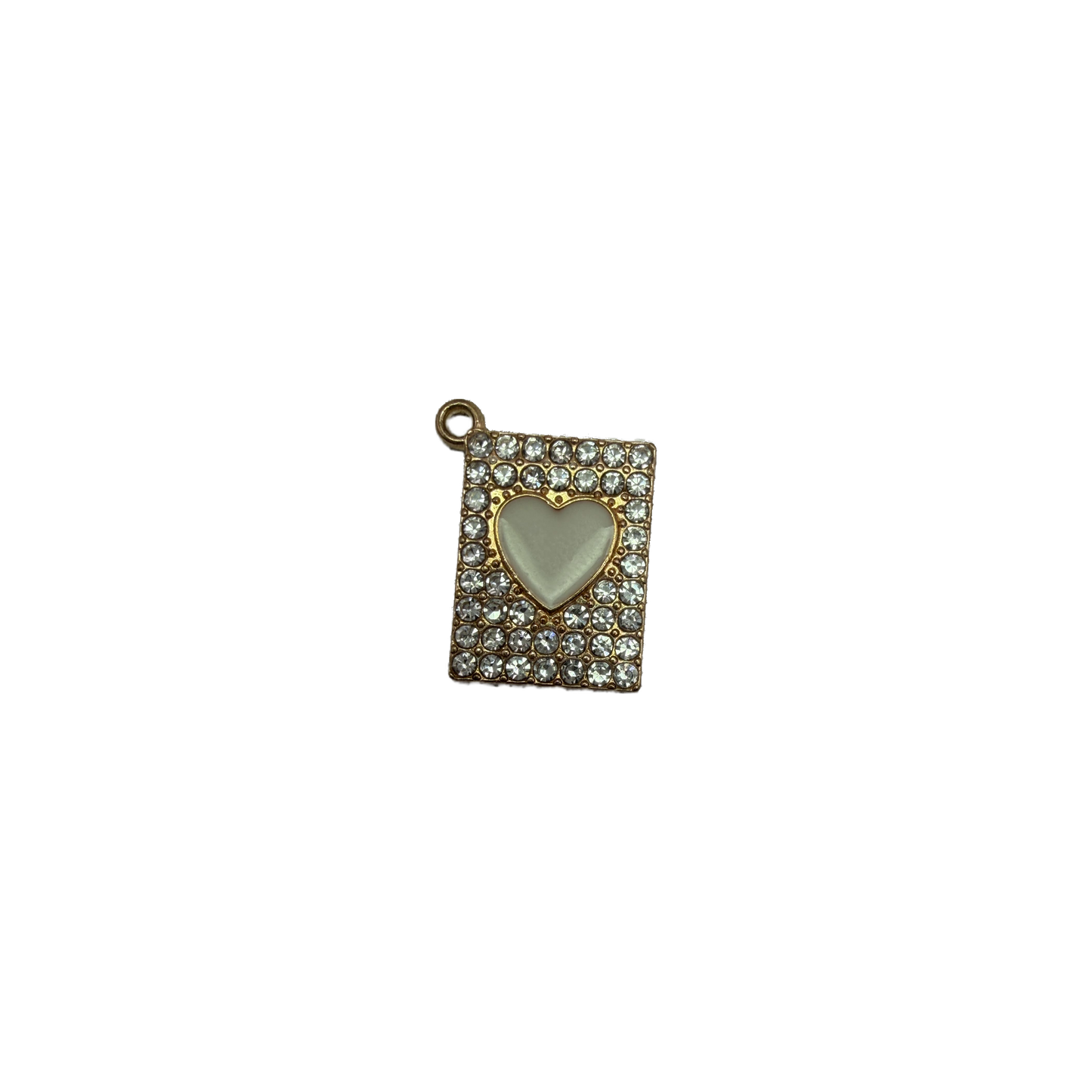 Gold pavé crystal rectangle with ivory heart center