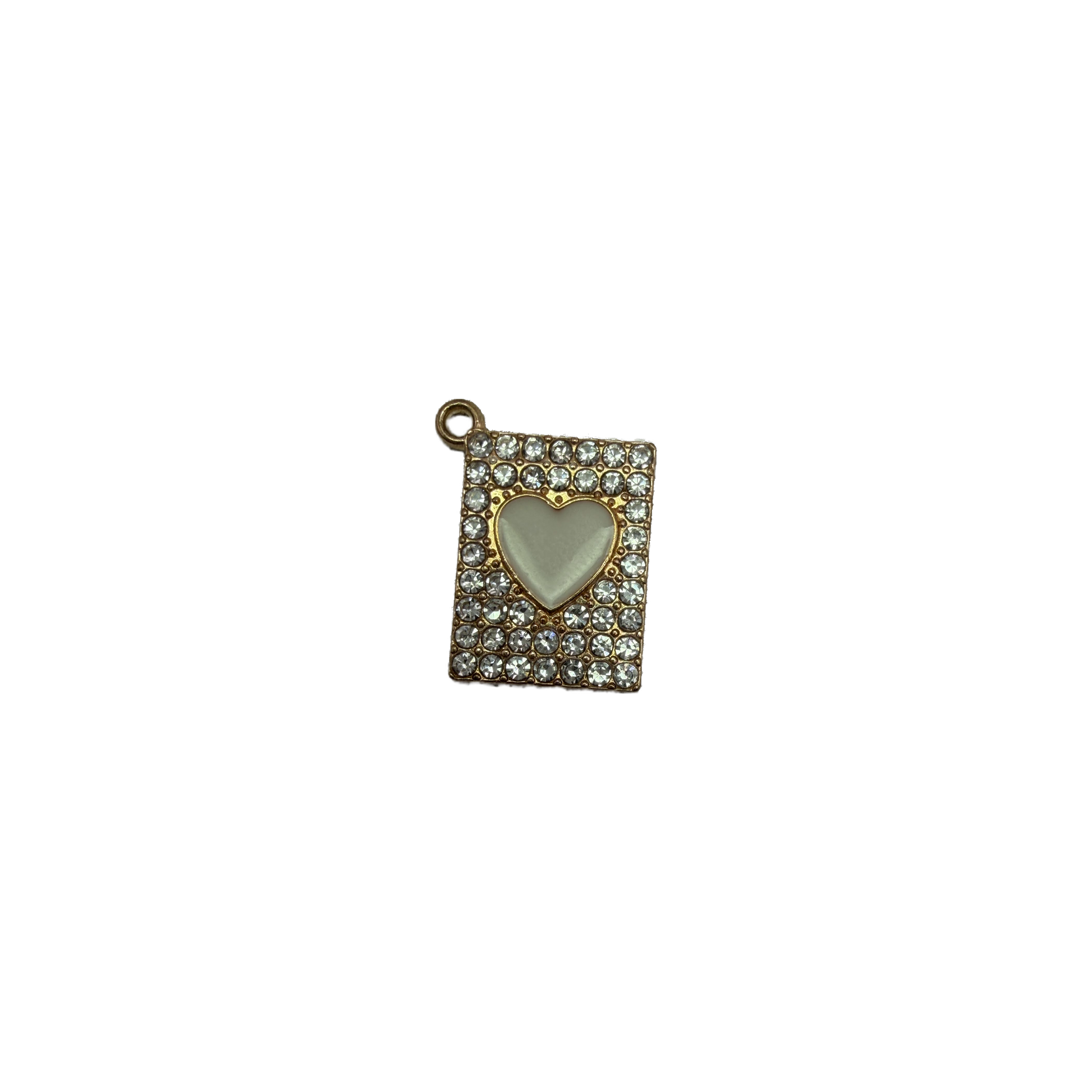 Gold pavé crystal rectangle with ivory heart center