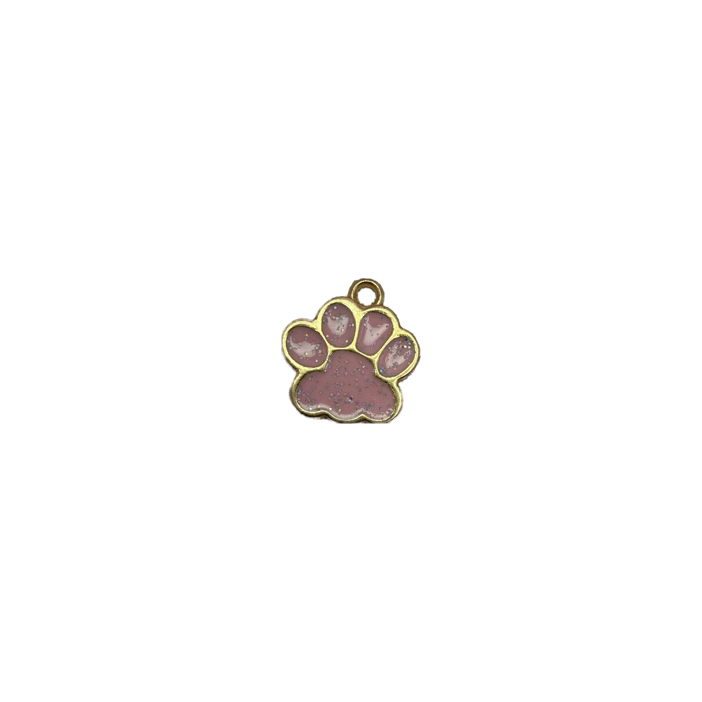 Pink glitter paw print framed in gold