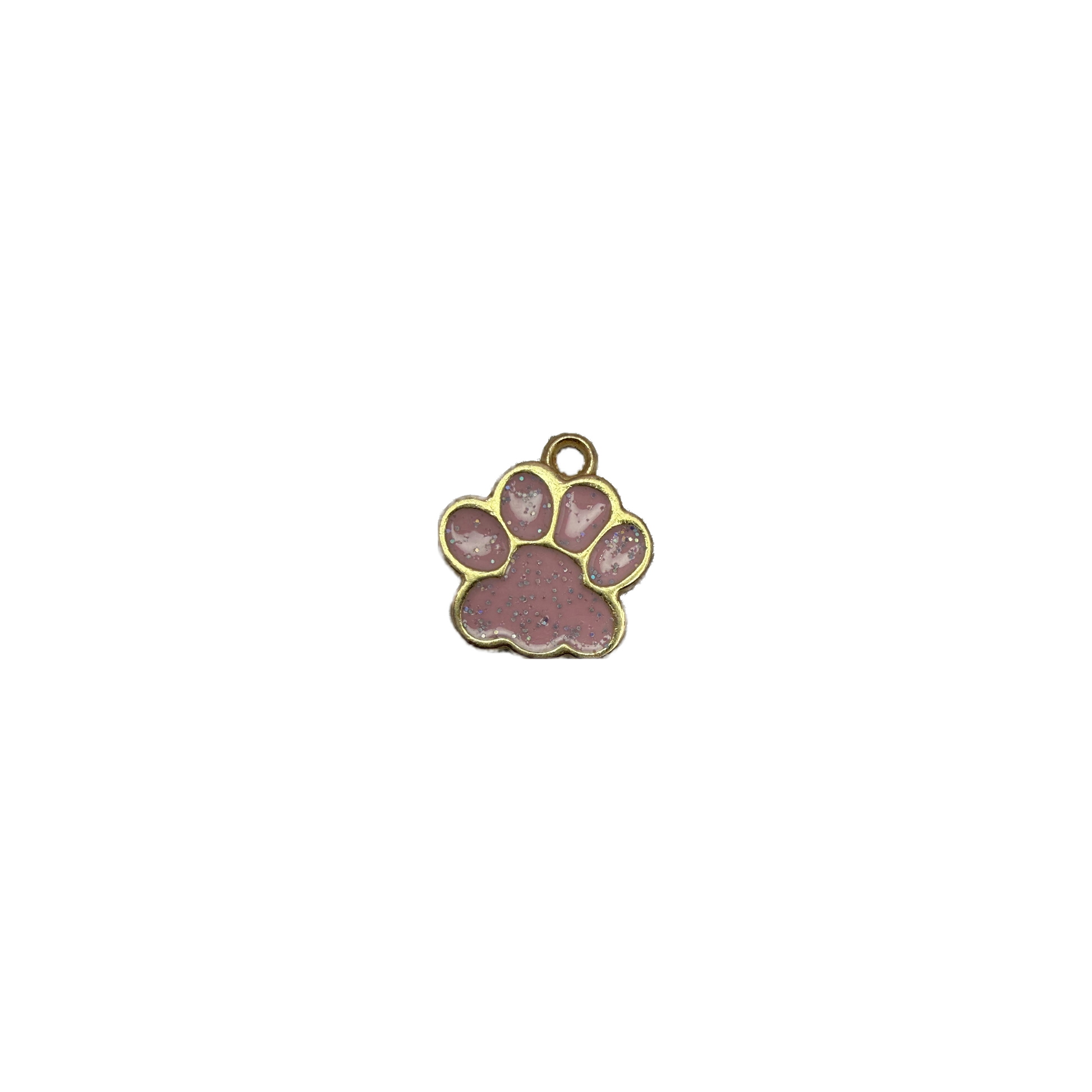 Pink glitter paw print framed in gold