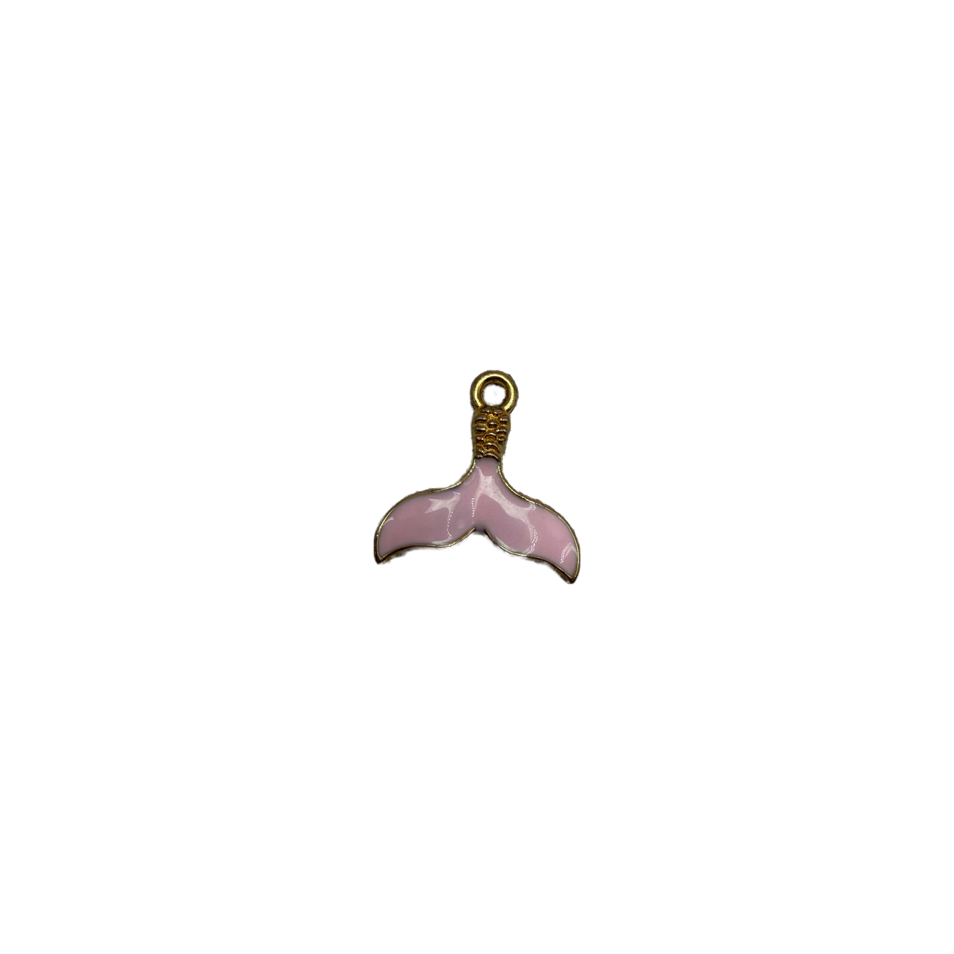 Blush enamel whale tail with gold outline