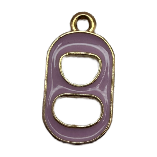 Lavender enamel soda can tab with gold outline, glossy finish