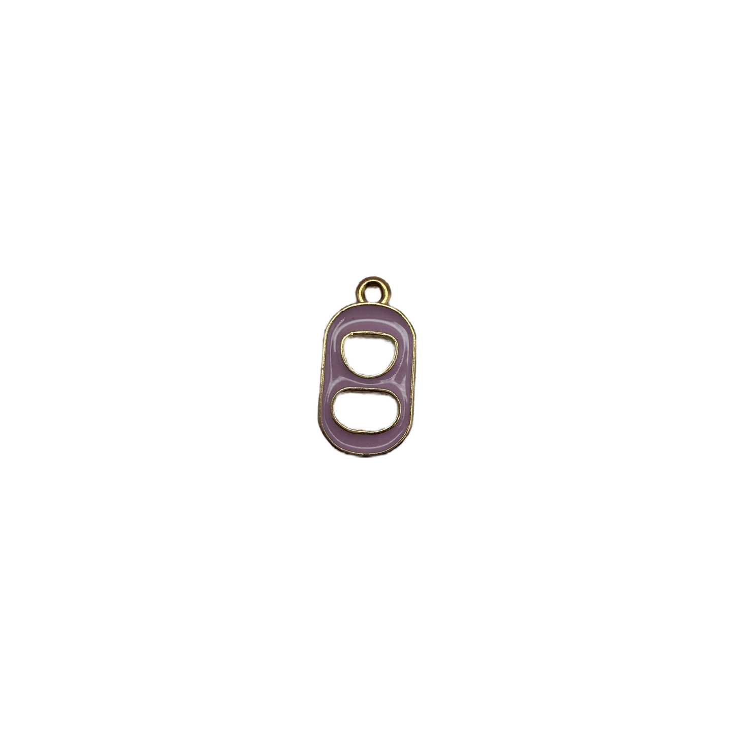 Lavender enamel soda can tab with gold outline