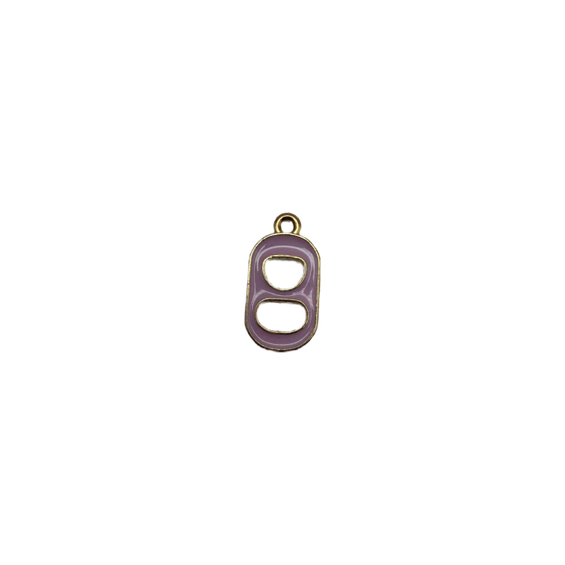 Lavender enamel soda can tab with gold outline