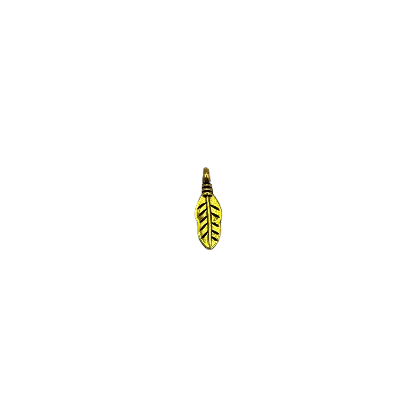 Gold textured leaf pendant with recessed vein details