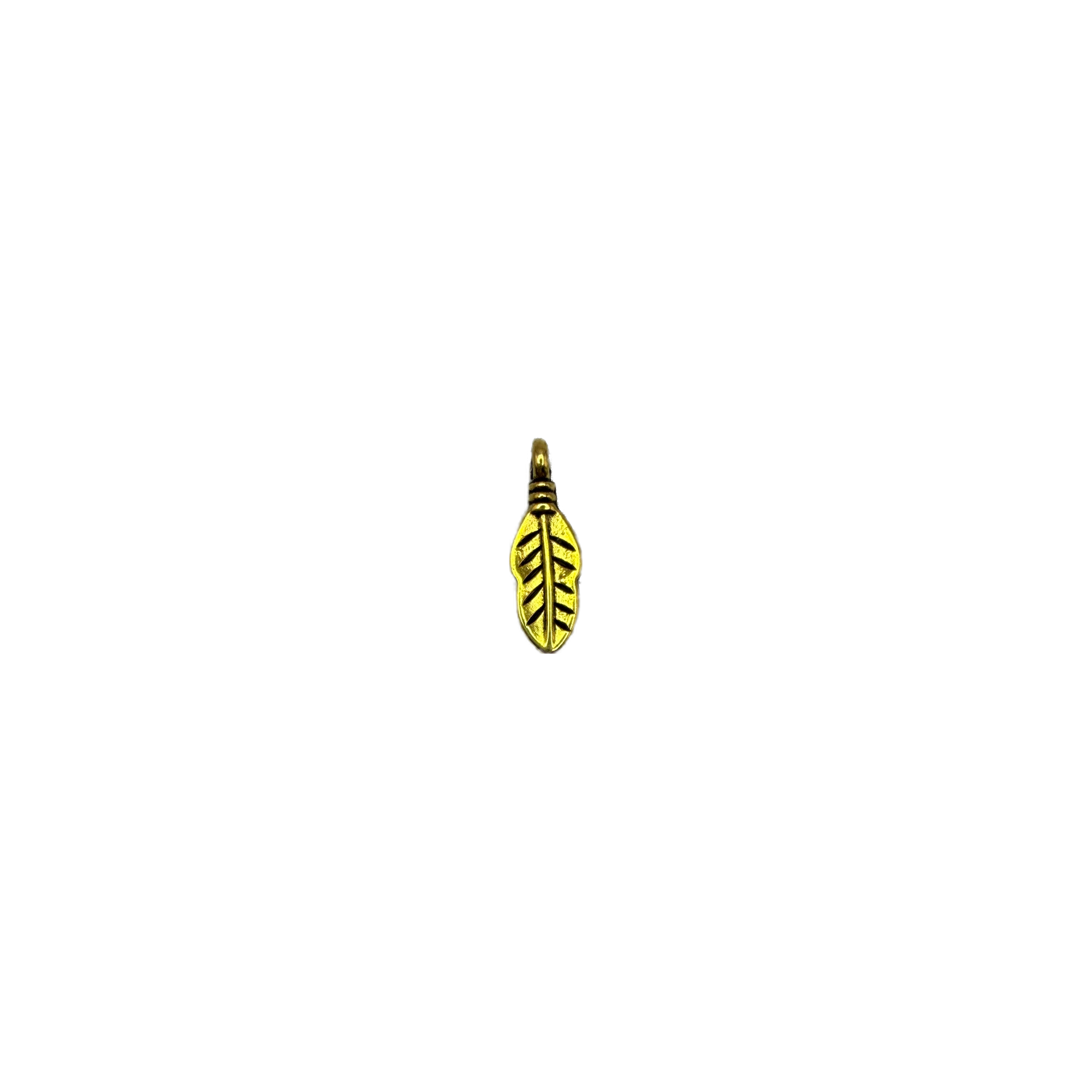 Gold textured leaf pendant with recessed vein details