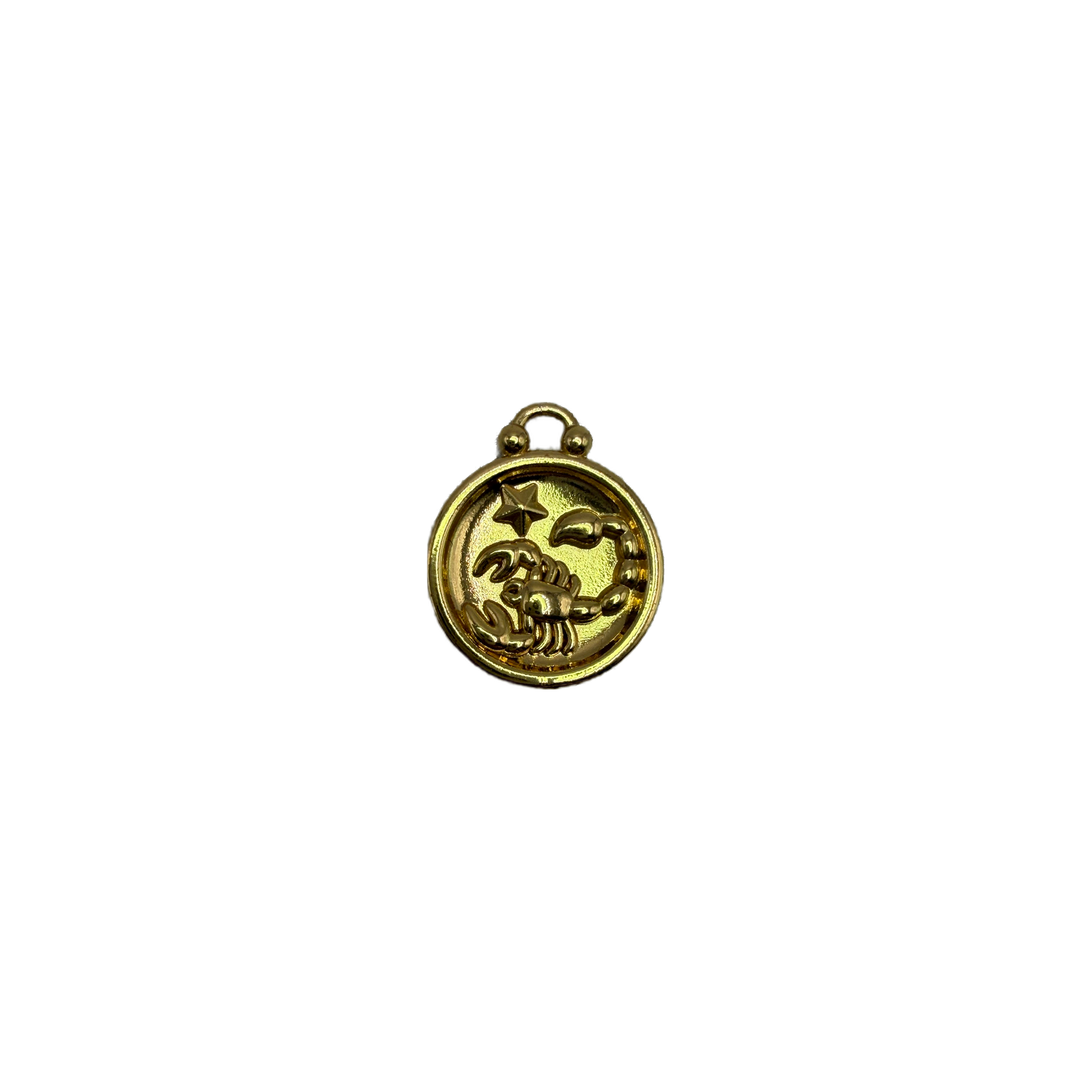 Gold scorpion medallion with star detail