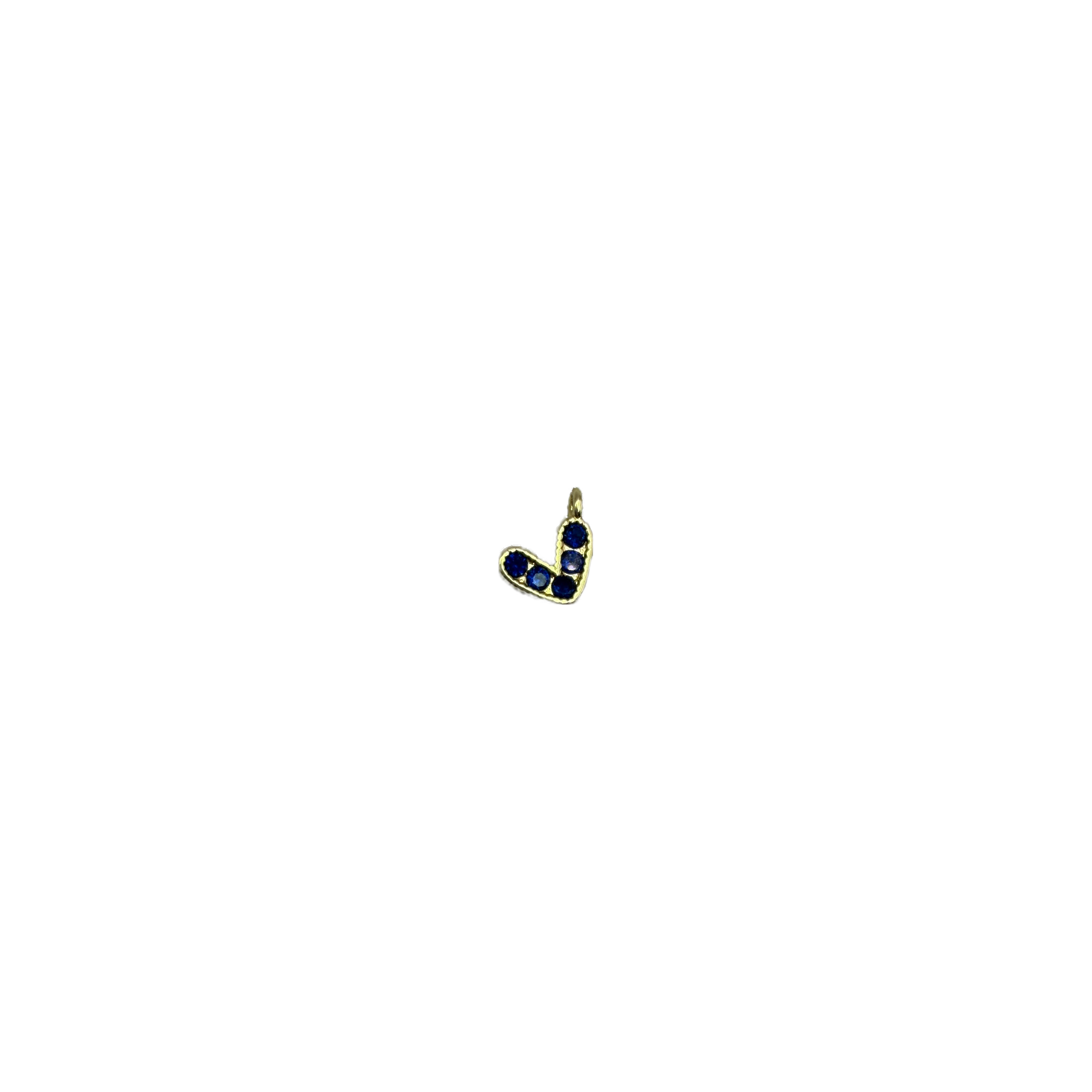 Gold initial J with sapphire-blue round gems