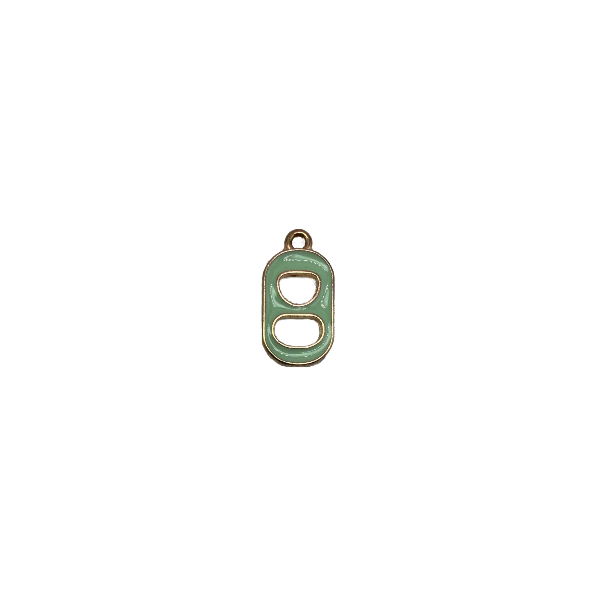 Mint green enamel pull tab with gold outline