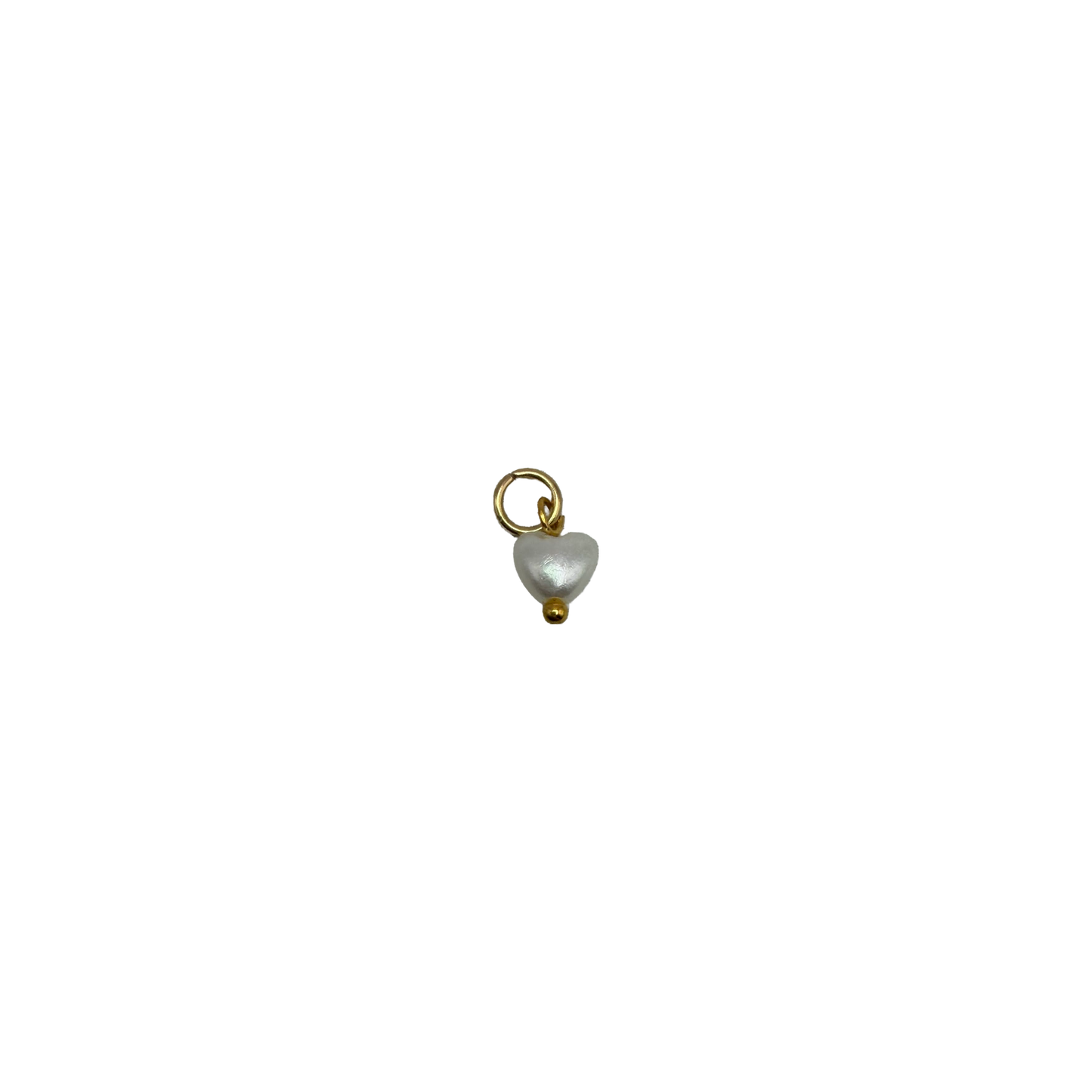 White pearl heart charm with gold accents