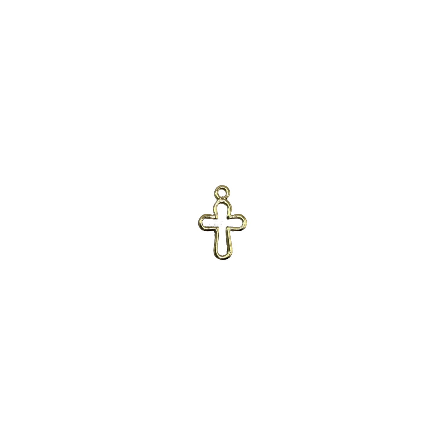 Polished gold open-outline cross charm