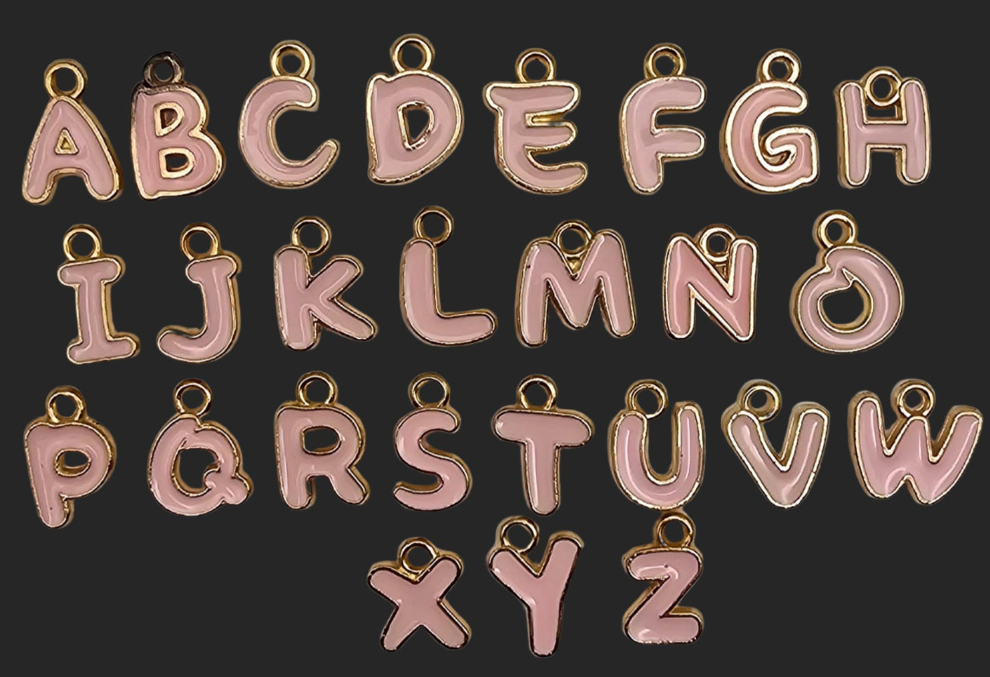 Pink Handwritten/ Gold Outlined Letters