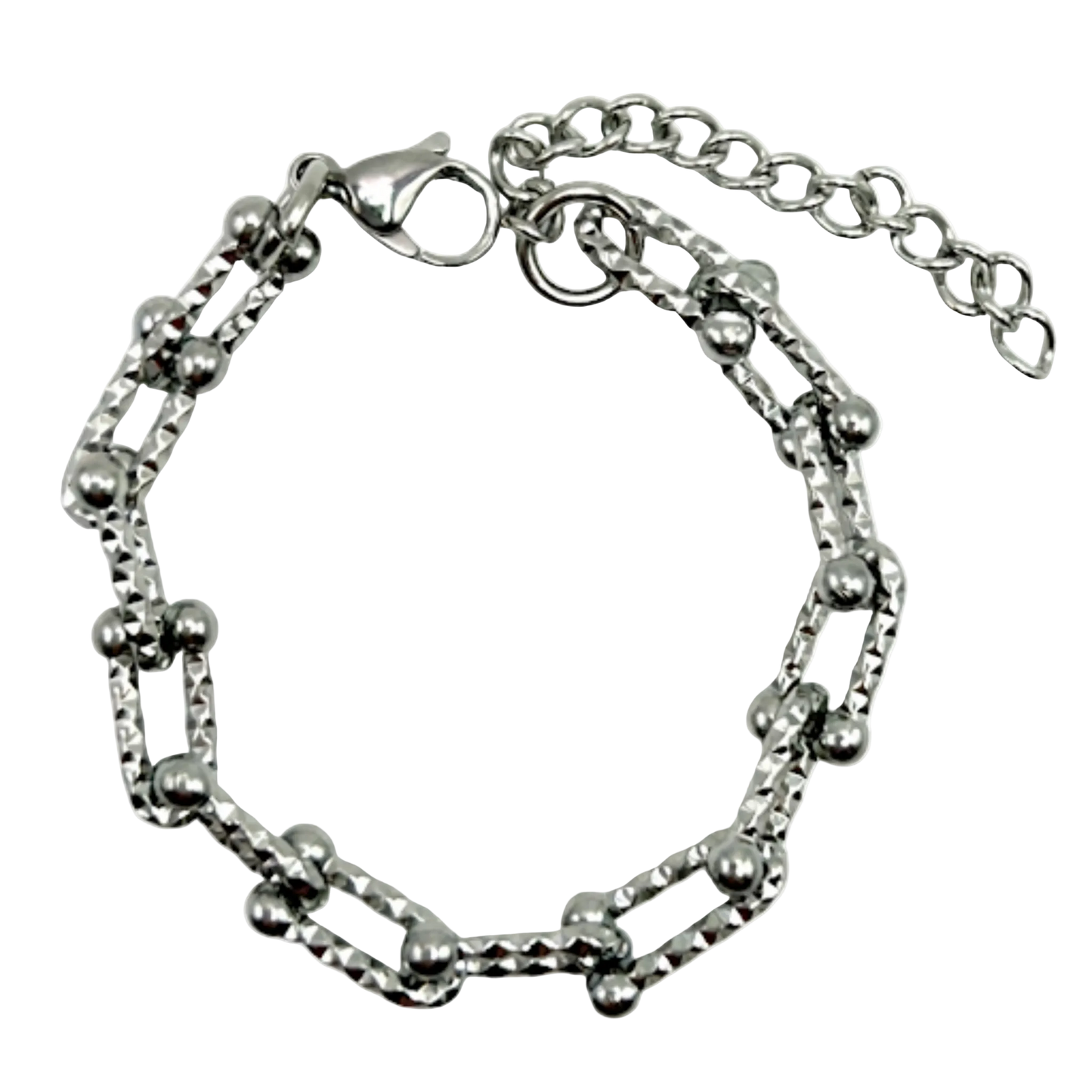 Silver Hammered Horseshoe Link Bracelet