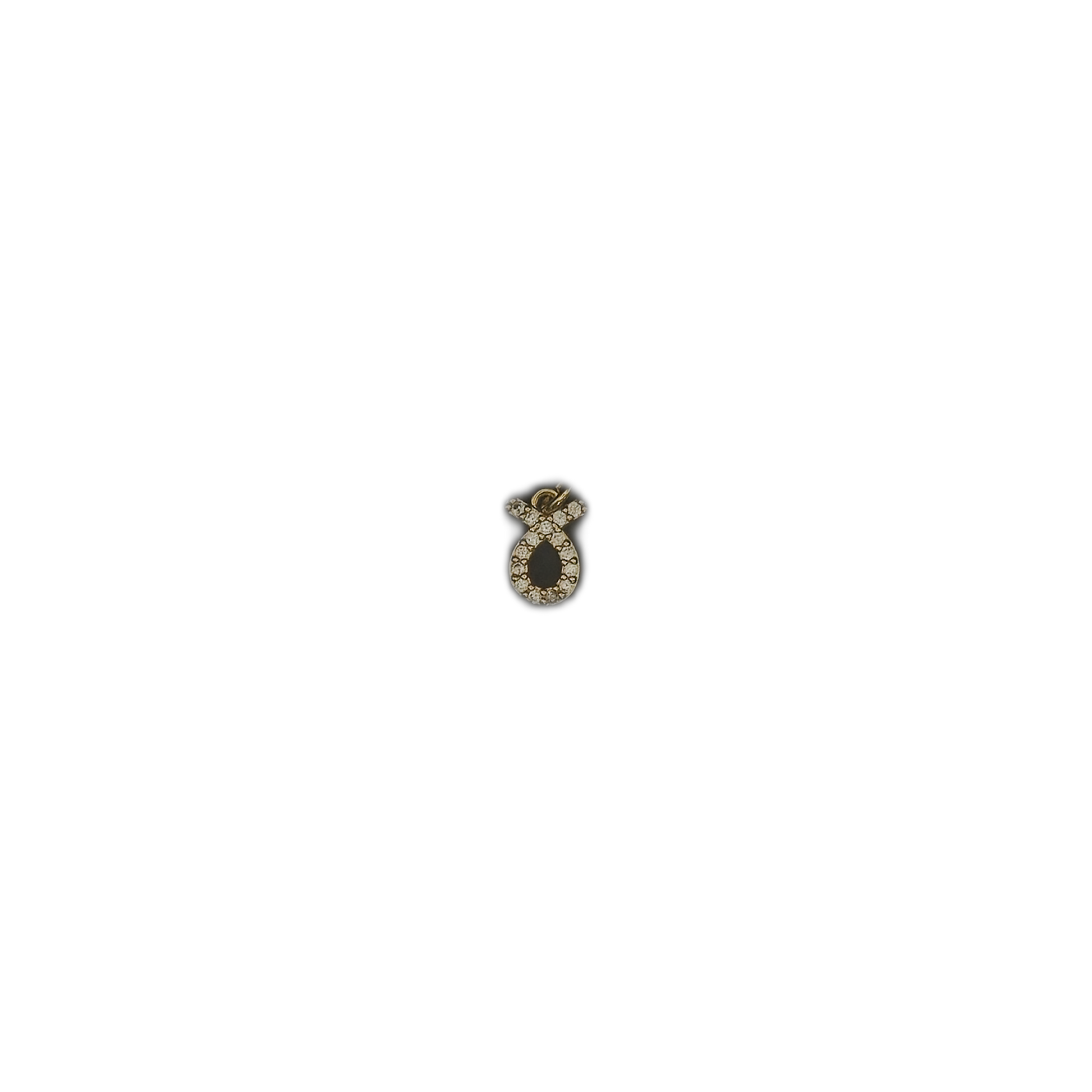 small pavé ribbon charm centered on a black background