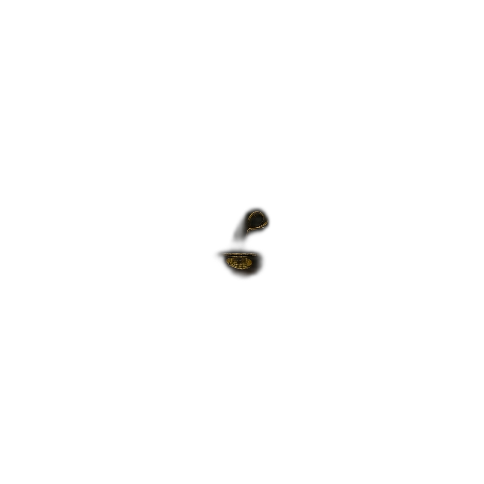 gold lowercase letter p charm centered on a black background