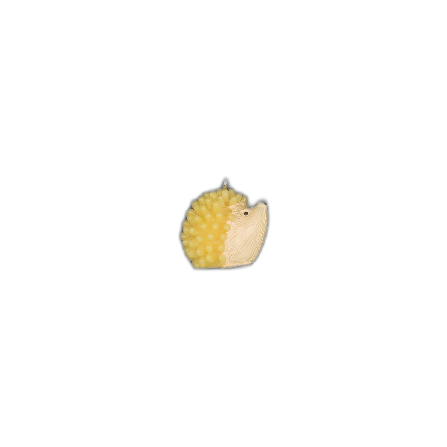 small hedgehog charm centered on black background